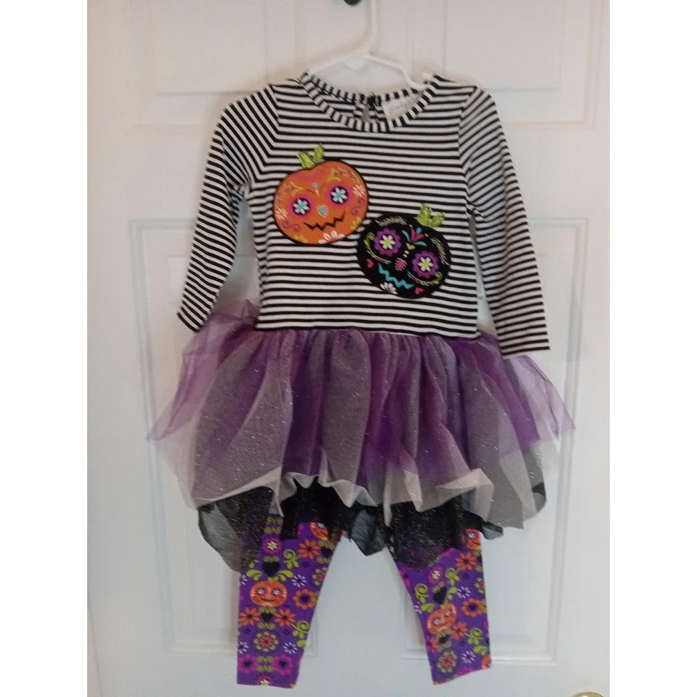 NEW! GIRLS EMILY‎ ROSE 2 PIECE HALLOWEEN LONG SLEEVE TUTU TOP & PANT SET! Sz 2T